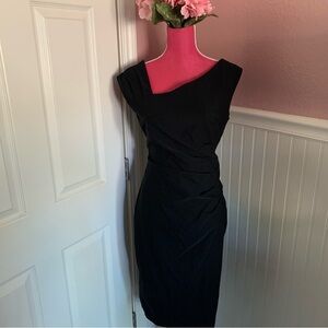 Asymmetrical Neckline Stretchy  Retro Black Womens Bodycon Dress size XL